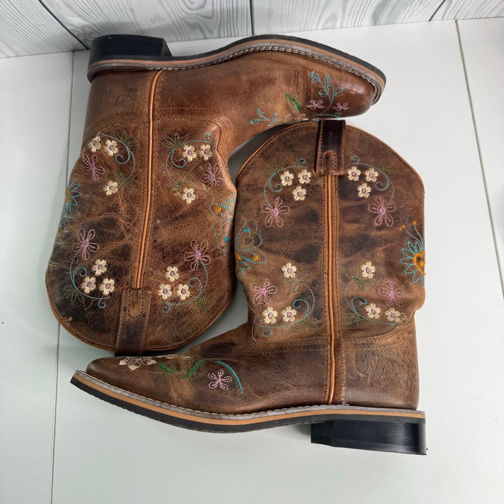 Smoky Mountain Boots Youth Sz 5R/Woman’s Sz 6.5 Floral Brown Square 3843Y - Picture 4 of 9